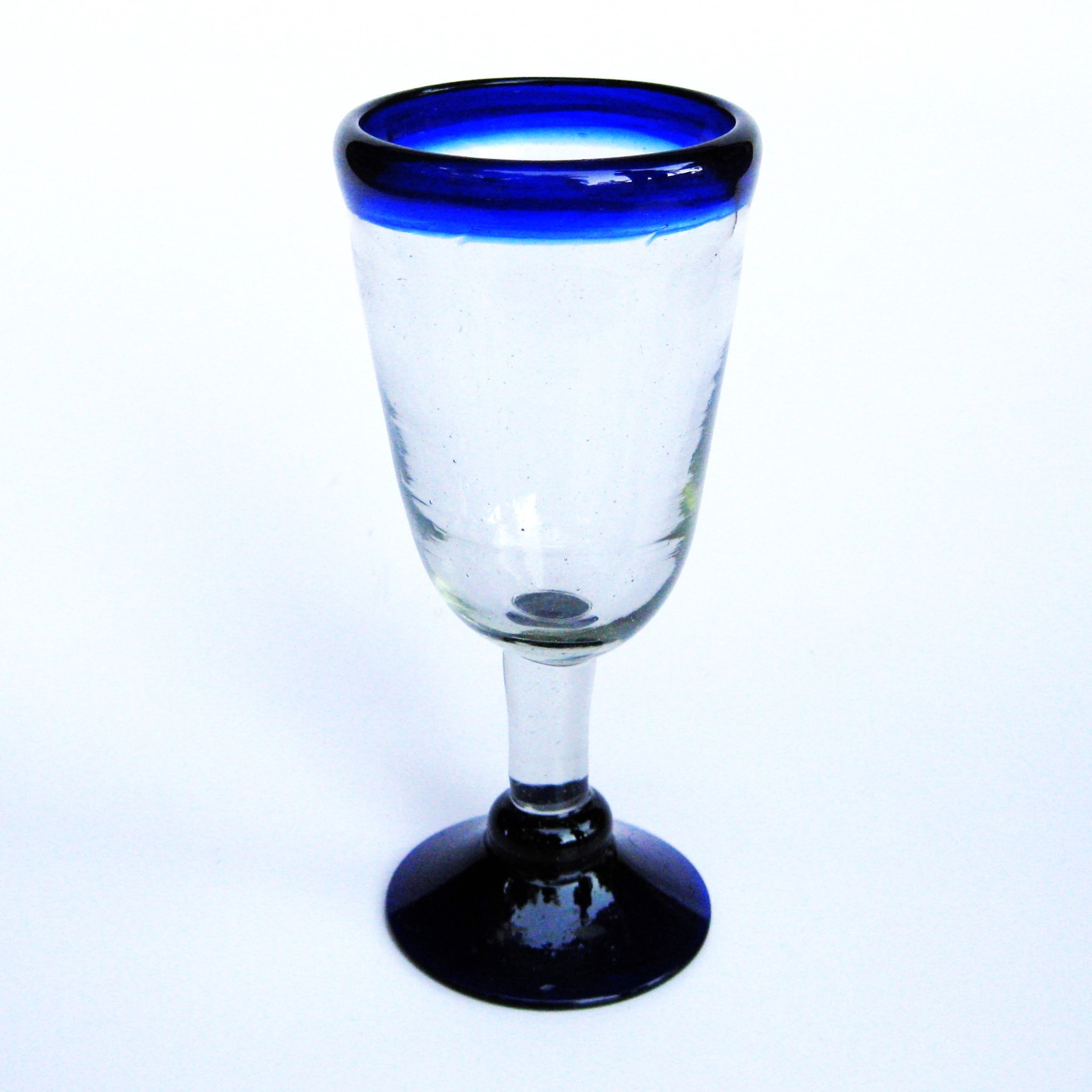 Cobalt Blue Rim 8 oz Tapered Wine Goblets (set of 6)